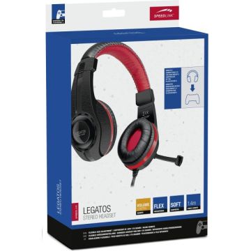 Speedlink Legatos Stereo Headset-Zwart / Rood (Diversen) Gebruikt