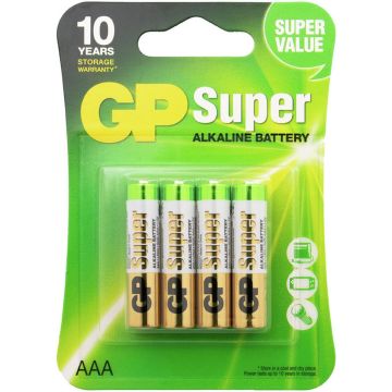 GP Super Alkaline Battery 4-Pack-AAA (Diversen) Nieuw
