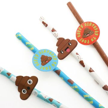 EGW Party Paper Straws 20-Pack-Poo Emoji (Diversen) Nieuw