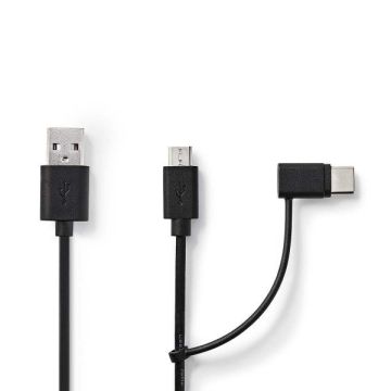Nedis USB 2.0 Kabel USB-C Male naar USB-B Male naar USB-A Male-1M (Diversen) Nieuw