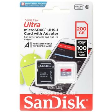 Sandisk Ultra MicroSD Incl. SD Adapter-200GB 100MB/S (Diversen) Gebruikt
