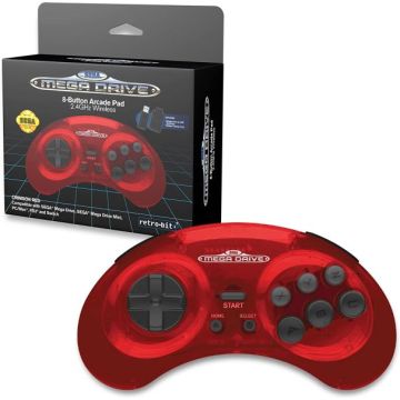 Retro-Bit SEGA Mega Drive 2.4G Wireless 8 Button Arcade Pad-Crimson Red (Sega Mega Drive) Nieuw