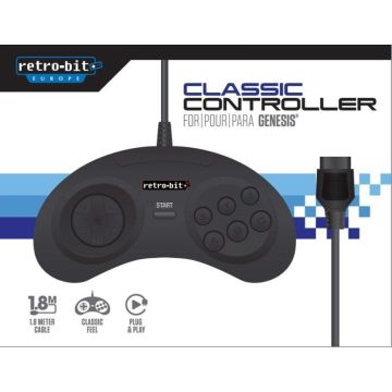 Retro-Bit Mega Drive Classic Controller-Zwart (Sega Mega Drive) Nieuw