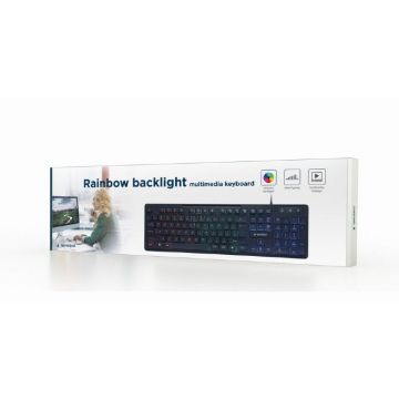Gembird Rainbow Backlight Toetsenbord KB-UML-02-Standaard (PC) Nieuw