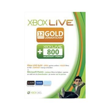Xbox Live Gold-12 Maanden + 800 MSP (Diversen) Nieuw
